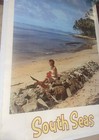 Used Vintage South Seas Travel Tourism Poster Hawaii Tiki Bar Decor Palm Trees