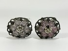 Pair Of Antique 10  Filigree Hair Hat Pins Sticks With Roses And Rhinestones