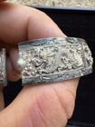 Antique 1930   s Chinese Qing Dynasty  925 Silver Bracelet Hand Carved Decorated