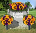 Cemetery Flowers Saddle And 2 Bouquets For Grave Decor  Silk Sunflower Rose H   