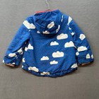 Mini Boden Clouds Hearts Fill Zip Rain Jacket Kids 2-3 Hooded Lined Blue Rainbow