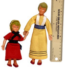 Vintage 1 12 Dollhouse Miniature Dolls Flexible Poseable Mom   Daughter