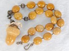 Antique Victorian Carved Acorn Thimble Sewing Case Aventurine Bead Neckl G2u