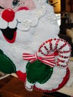 Completed Finished Felt   Sequin Christmas Stocking 16    Santa Candy Cane Bell