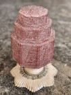 Vintage Art Deco Pink Glass Ceiling Light Fixture Sconce Lamp Geometric Octagon