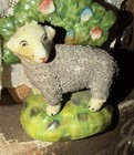 Staffordshire Sheep lamb Figurine Decorative Accent With Tree Backdrop Scene