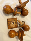 Set Of Oak Wood Finial Newel Post Cap Top Ball Stairs Rail Fence Frame  Read    