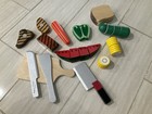 Melissa   Doug Wooden Slice Play Food Cutting Board Knife Bread Fruit Veggies