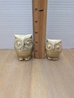 Vintage  Pair  2  Of Solid Brass Owl Figurines paperweights 