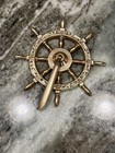 Vtg Solid Brass Nautical Ship s Wheel Helm Desktop Pen Holder Ocean Captain Boat