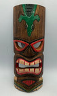 Vtg Pair Carved Wood 12    X 4 75    Mask Hand Painted Tribal Tiki Wall Art Decor