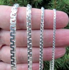 Solid 925 Sterling Silver Italian Greek Key Meander Box Puzzle Chain Necklace