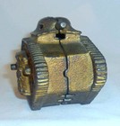 Antique Ac Williams Cast Iron Gold Colored Tank Bank Usa 1918 Still Penny Bank