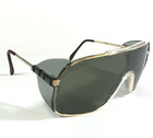Vintage Bouton Safety Sunglasses Gold Frames With Green Shield Lens Side Shields