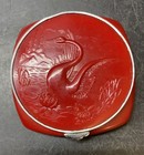 Vintage Original Powder Box Swan Mirror Puff Box Powder Compact Sifter Ussr