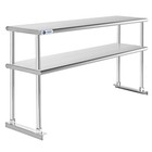Commercial Stainless Steel Kitchen Prep Table Wide Double Overshelf - 72  X 12 