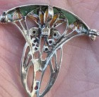 Sterling Silver Ruby   Pearl Plique A Jour Art Nouveau Inspired Enamel Pendant