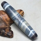 Unique Tibetan Natural Old Agate Dzi Silkworm Lines Bead Pendant 56mm S0222