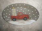 New Hearthside Collection Decorative Plate Christmas Red Truck 11  X 7 1 2 