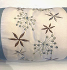 Embroidered Accent Bolster Throw Pillow 6 X 18  Blue Green Neckroll Home Decor