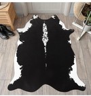 Black   White Cowhide Print Faux Hide Area Rug 36x48in Animal Skin Easy Clean