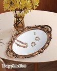 Gold Mirrored Vanity Tray Vintage Perfume Jewelry Makeup Dresser Organizer Usnew
