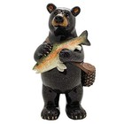  Animal World Black Bear Fisherman 6 5 Inches Tall Resin Figurine Home Decor 
