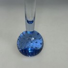 Vintage Handblown Bud Vase Bullicante Bubble Art Glass Blue  8 1 4  Tall