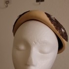 1940 Gardenia Marrimac Midinette City Paris Wool Fascinator Hat Glass Beaded Vtg