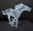 Lalique France Frosted clear Crystal Kazak Running Horse Sculpture   1204800 Mib