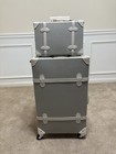 Vintage Gray Luggage Set 2 Piece Retro Suitcase With Spinner Wheels Tsa Lock