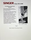 Singer 99   99k Sewing Machine Instructions User Manual Guide Bound