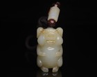 Ancient Chinese Mythical Pig Hand-carved Hetian Jade Amulets Statue 827