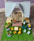 Little Tikes Blue Roof 2 Story Doll House  Furniture   Accessories Vintage 1989