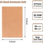 Blank Kraft Notebooks  A5 Journals Notebook Bulk  Unlined Paper