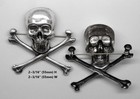  2077p X-lrg Antiqued  925 Sterling Silver Plated Skull cross Bones Pin