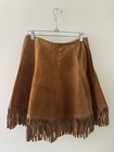 Vintage Leather Fringe Skirt Western Boho Genuine Leather Usa Made