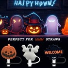 6 Pack Halloween Straw Covers  Reusable Silicone Ghost 0 4 Inch  Spider 