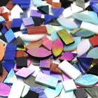 Iridescent Glass Mosaic Tiles For Crafts  240 Pieces 5 Shapes Mixed Stained Glas