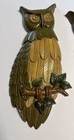 2 Vintage Perched Owls Sexton Mcm 1969 1208-2 13  11  Metal Green Wall Art Decor