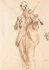 Raphael Soyer  1899-1987  Original Signed Drawing Portrait Of Man Playing Violin