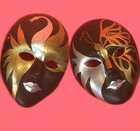 Wall Hanging Masks Pottery Hand Painted Butterfly Peacock