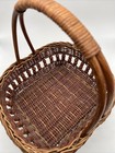 Vintage Woven Wicker Gather Basket With Handle   Beads Dark Brown Boho Decor
