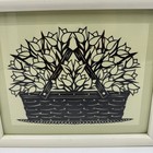 Vintage Scherenschnitte Folk Art Paper Cutting Flowers Tulips Basket Signed