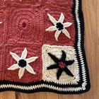 Afghan Throw Blanket Granny Square Flowers Crochet Knit Vtg Floral 59  X 42 