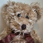 Russ Berrie Radcliffe Teddy Bear Beanbag Plush Toy Tan Shaggy Brown Dot Bow 16 