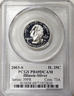     2003-s Illinois 90  Silver Washington Quarter   Pcgs Pr69dcam State Flag Label