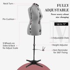 Gray Female Sewing Dress Form Mannequin Size 6-14 Adjustable - 13 Adjustable