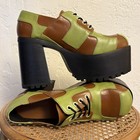 Vintage Patchwork 70s Style Disco Platform Shoes Size Womens 10m Colorblock