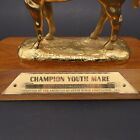 Vtg Champion Youth Mare American Quarter Horse Gold Tone Metal Trophy Aqha 1979